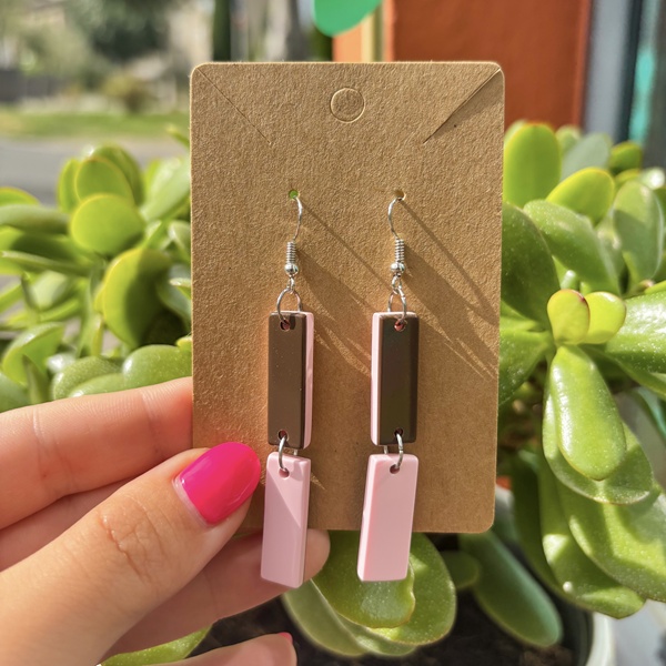 Boucles d'oreilles Double Rose Clair et Marron Argenté - DADO La Fabrique à Lunettes