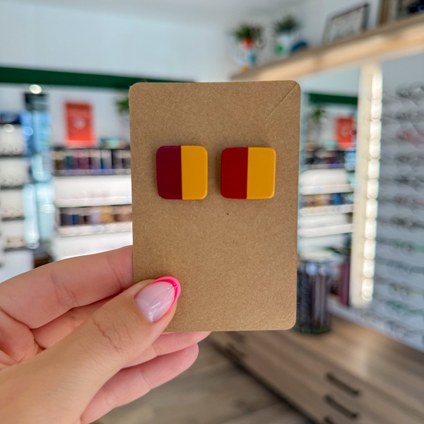 Boucles d'oreilles Jaune et Rouge - DADO La Fabrique à Lunettes