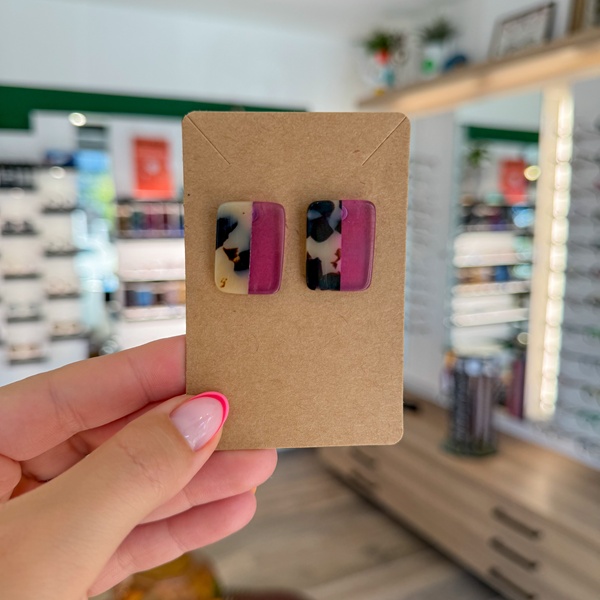 Boucles d'oreilles Rose Translucide et Ecaille Crème - DADO La Fabrique à Lunettes