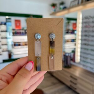 Boucles d'oreilles Translucide et Vert Translucide Argenté - DADO La Fabrique à Lunettes