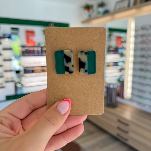 Boucles d'oreilles Turquoise Translucide Ecaille Crème - DADO La Fabrique à Lunettes
