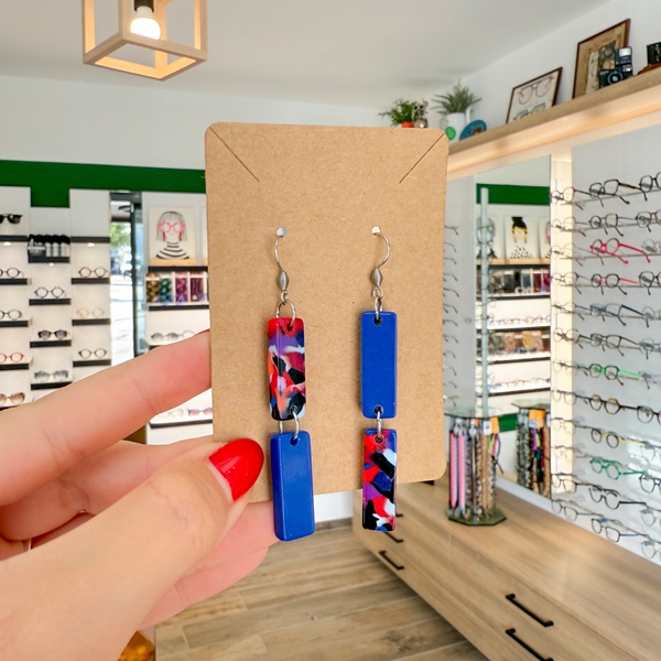Boucles d’oreilles Bleu Et Multicolore Argenté – DADO La Fabrique à Lunettes