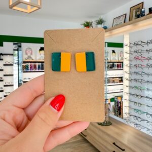 Boucles d’oreilles Jaune et Turquoise – DADO La Fabrique à Lunettes