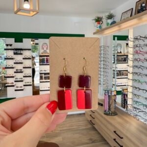 Boucles d’oreilles Rouge et Bordeaux Doré – DADO La Fabrique à Lunettes
