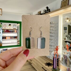 Boucles d’oreilles Kaki Translucide et Argenté – DADO La Fabrique à Lunettes